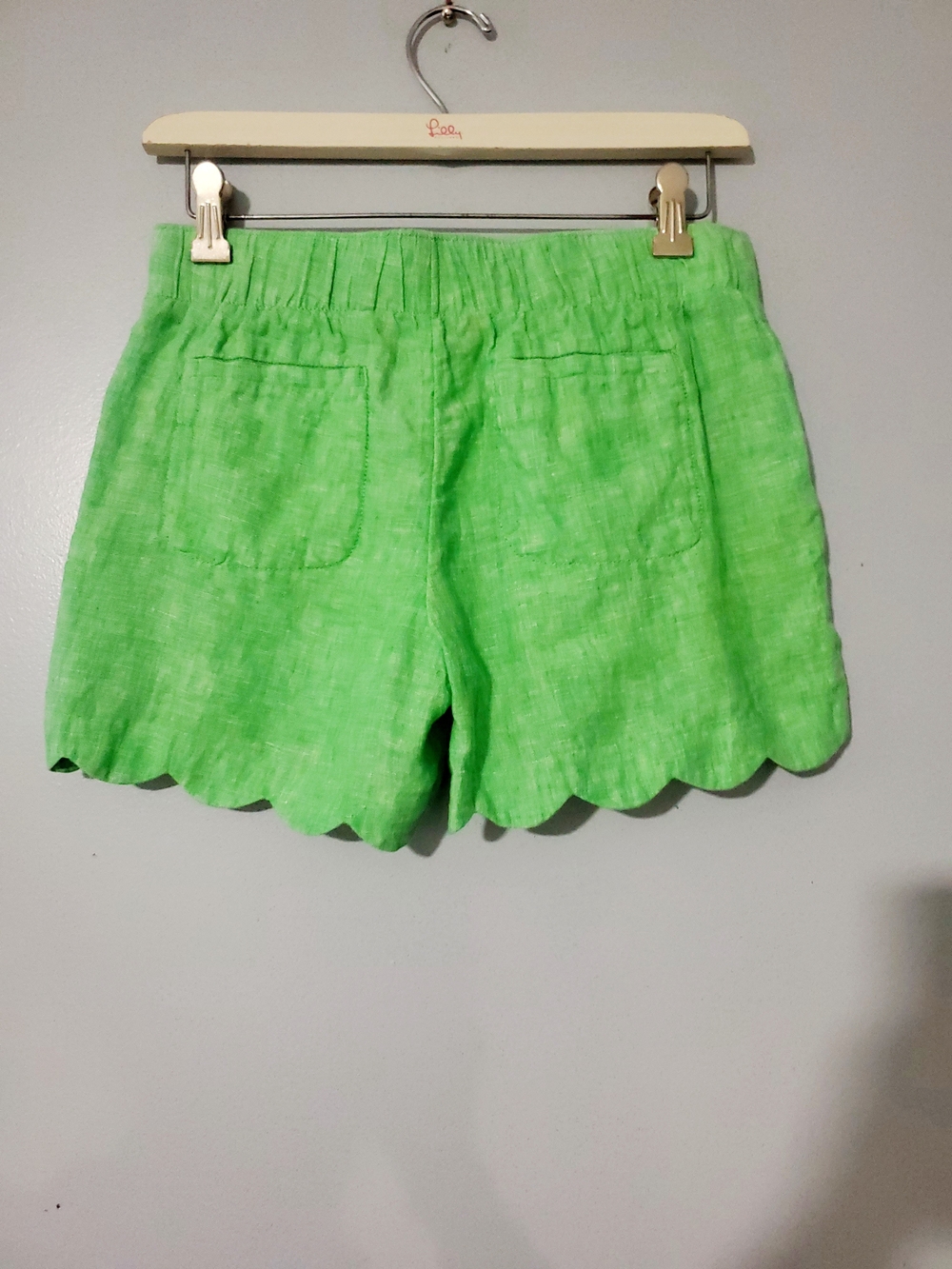 Lilly Pulitzer Linen Scalloped Hem Shorts Bright Green Resort Coastal Preppy XS - Picture 3 of 8